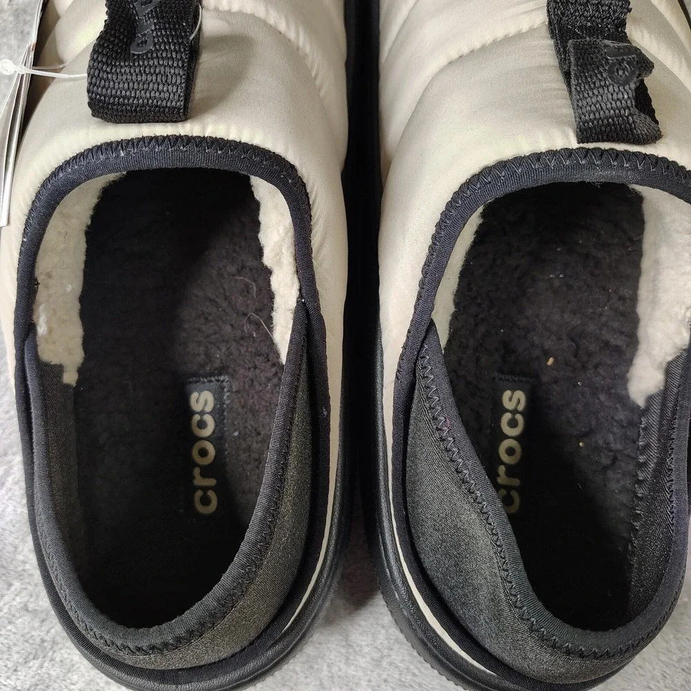 Crocs Classic Puff Moc Slippers Mens 8 Wmns 10 Moth Fleece Lined‎ Casual Comfort